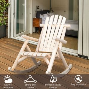Sedia a dondolo in legno di abete color legno naturale per esterni - 65x95x96cm - Product Image 3