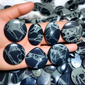 Obsidienne Nid d'Araignée 100% Naturelle Grade AAA, Cabochon Libre, Cristaux de Guérison Énergétique Verts 20-50mm, Certifiée par un tiers, Bijoux - Product Image 5