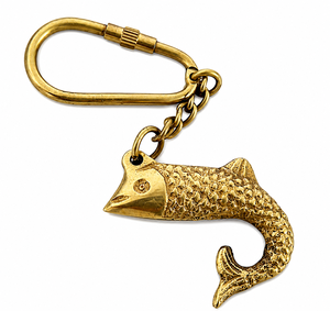 Llavero de Latón Vintage con Forma de Pez, Anillo para Llaves con Diseño Náutico Marino, Hecho a Mano, Tema Oceánico, Accesorio Coleccionable de Regalo - Product Image 1