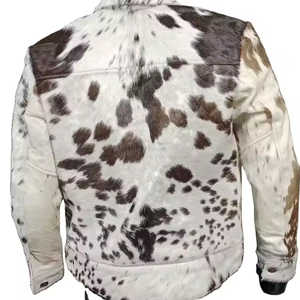 Men's Stylish Cowhide <b>Leather</b> <b>Jacket</b> with <b>Real</b> Hair Unique Cow Skin for Winter Riding for Outdoor Fashion Cowhide <b>Leather</b> <b>Jacket</b> - Product Image 2