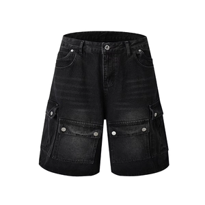 Pantalones Cortos de Mezclilla Holgados para Hombre, Estilo Cargo, Corte Holgado, Múltiples Bolsillos, Estilo Y2K, Lavado Vintage, 100% Algodón, Secado Rápido, Transpirables, Personalizables - Product Image 3