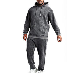 Conjunto de Chándal OEM Streetwear para Hombre, con Logotipo Personalizado, de Tejido Pesado, Lavado Ácido, Estilo Vintage y Efecto Desgastado - Product Image 1