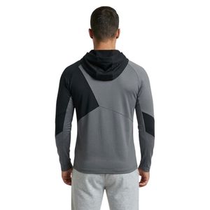 Charcoal Heather Durable Soft <b>Mens</b> Gym Hoodie Poly Spandex Comfortable Stretch Full Zipper Hooded Neck <b>Long</b> Sleeve <b>Coats</b> - Product Image 3