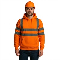Sweat-shirt de travail à capuche haute visibilité orange personnalisé de qualité supérieure pour l'hiver, avec bande réfléchissante, pour la construction (EPI)