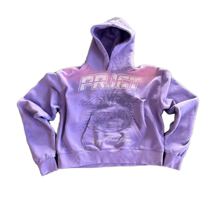 Sun Faded Purple Hoodie Oversized Streetwear <b>Pullover</b> Distressed Edge Graphic Sweatshirt Custom Boxy Fit Hoody 2026 - Product Image 6