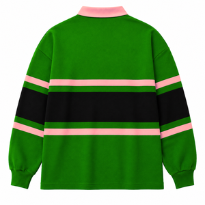 Alpha | Kapa | Alpha <b>Women's</b> Color Block <b>Rugby</b> Shirt Long Sleeve Polo Collar Embroidered Greek Letter Collegiate Pullover - Product Image 5