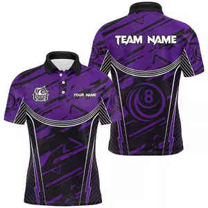 Vente en gros d'usine, polos pour hommes personnalisés avec impression par sublimation 3D, réversibles, maillots d'équipe professionnels de billard et de pool - Product Image 2