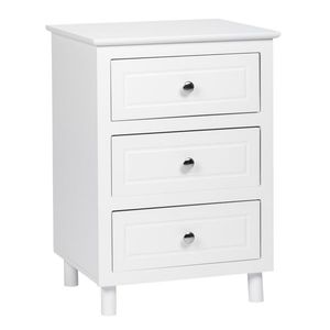 Comodino Grande in Stile Country con Tre Cassetti 45*38*63cm, Tavolino da Notte Bianco - Product Image 2