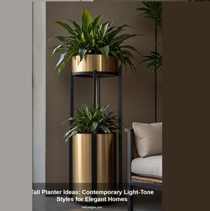 Modern Gold Metal Eco-Friendly Durable Planter <b>Stand</b> Set 3 Pieces <b>Tall</b> Flower Pot Holder Indoor Outdoor Home Decor - Product Image 4