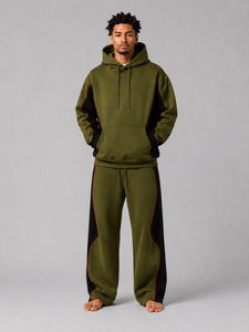 Ensemble de survêtement décontracté pour homme, respirant et confortable, grande taille, à capuche, 100 % coton, écologique, idéal pour le jogging - Product Image 1