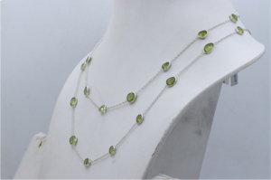Collar de Plata de Ley 925 con Peridoto, Engaste de Bisel, Gema Verde, Cadena Larga para Usar en Capas, Joyería al por Mayor para Mujer, Regalo - Product Image 5