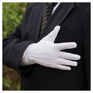 Gants de smoking blancs unis 100 % coton pour hommes – Longueur opéra, couleurs et tailles personnalisables, pour mariages/fêtes festifs, maçonniques - Product Image 5