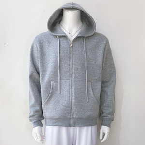 High Quality Solid Color Full <b>Zip</b> <b>Up</b> Hooded <b>Top</b> <b>Men</b> Blank Heavy Fleece Pullover Durable Blend Outerwear Bag - Product Image 1