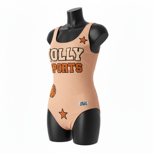 Maillot de bain femme en nylon et élasthanne, maille côtelée GSM premium, couleur beige, avec logo brodé en chenille. - Product Image 4