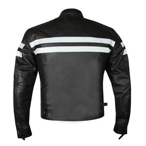Veste de moto en cuir PU noir pour homme, col montant, fermeture éclair, coupe régulière, couleur unie, style motard - Product Image 3