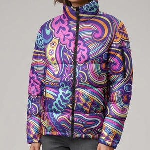 Chaqueta acolchada estampada de invierno para mujer, ropa de exterior premium, a prueba de viento, con cierre de cremallera y bolsillos laterales. - Product Image 3