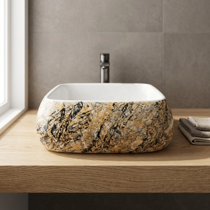 Lavabo de Cerámica Redondo Negro Vistaar, Lavabo Moderno de Sobremesa, Lavabo de Lujo para Baño - Product Image 4