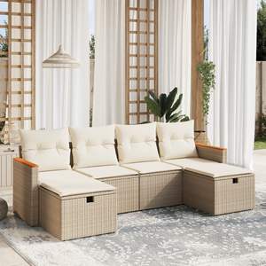 Beige and <b>Cream</b> White Outdoor Garden <b>Sofa</b> <b>Set</b> - Product Image 1