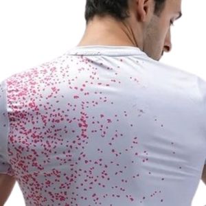 <b>White</b> Pink Speckle Men Athletic T Shirt Short Sleeve Crew Neck Slim Fit Breathable Gym Workout Running Training Sportswear <b>Top</b> - Product Image 4
