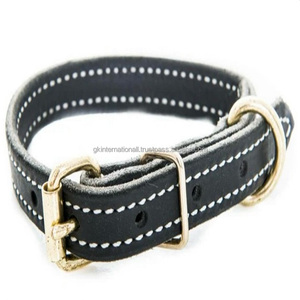 Collar de perro de cuero genuino sólido cosido blanco cómodo súper fuerte para razas pequeñas o medianas a precio de fábrica al por mayor - Product Image 2