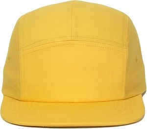 Daizha Sports Yellow 5-Panel Baseball <b>Cap</b> Unisex Solid Color Fitted Flat Brim Casual for Adults Spring <b>Summer</b> Wear 100% Cotton - Product Image 4