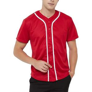 2026 Men's Baseball Jersey Breathable <b>Polyester</b> Plain Button <b>Shirts</b> Plus Size Short Team Sports Uniforms for Sublimation - Product Image 1