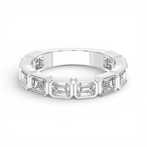 Anillo de Boda de Media Eternidad con Diamante Cultivado en Laboratorio de Corte Esmeralda de 2.00 Quilates E-F/VVS-VS, Chapado en Platino, para Mujer - Product Image 1