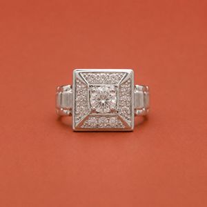 Anillo Cuadrado de Plata S925 con Incrustaciones de Moissanita, Estilo Hip Hop, para Hombre, Regalo para Fiesta o Boda - Product Image 4