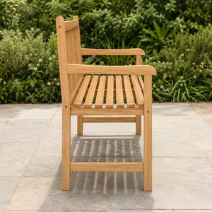 Banc de jardin en bois massif de qualité supérieure avec dossier et accoudoirs à lattes pour terrasse, pelouse, balcon et parc - Product Image 5