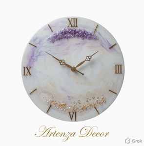 Handmade Modern Quartz Analog Resin <b>Wall</b> <b>Clock</b> Round Hand Painted Roman Numeral 30cm <b>Wall</b> <b>Decor</b> for Home - Product Image 2