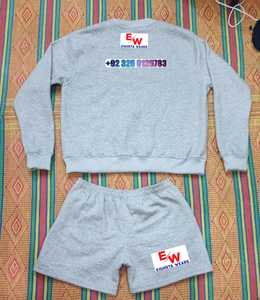 Custom Women's Winter <b>Sweat</b> <b>Set</b> Embroidered Logo Street Style Casual Sweatshirt Short 2 Pcs <b>Set</b> Low MOQ Factory 100% Polyester - Product Image 2