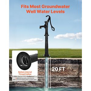 Bomba de agua manual antigua de hierro fundido con elevación máxima de 20 pies, conexión NPT 1-1/4, bomba de jarra para pozo con base elevadora - Product Image 2