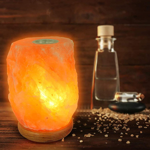 Hand Finished Natural <b>Pink</b> Himalayan <b>Salt</b> <b>Lamp</b> Decorative Crystal Lighting Piece with Warm Atmospheric Glow Organic Shape - Product Image 3