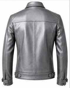 เสื้อแจ็คเก็ตหนังแท้สำหรับผู้ชาย คอปกพับได้ ปิดด้วยซิป - Product Image 6