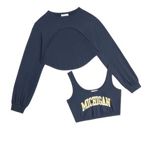 Conjunto de sudadera informal de cuello redondo y Chaleco corto de manga larga para mujer Logotipo personalizado Colección de 2 piezas de Bangladesh - Product Image 1