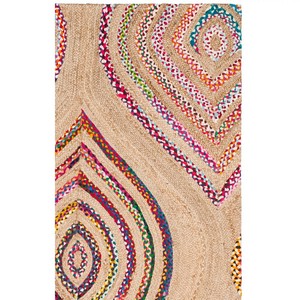 Tapis géométrique rectangulaire en jute tressé artisanal, style oriental, tissage plat, pour salon et pique-nique, nettoyage à sec, poils fins - Product Image 4