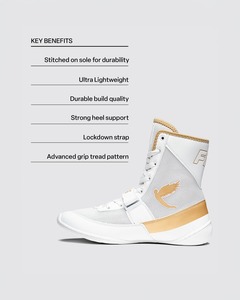 Zapatos de Boxeo Transpirables de Alta Calidad, Blancos y Dorados, Antideslizantes, para Lucha, Entrenamiento, Deportes, Fitness, de Cuero - Product Image 2