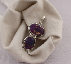 Pendentif en argent sterling 925 avec labradorite violette, vente en gros, pierre précieuse composite naturelle, sertissage clos fait main, bijoux en argent - Product Image 2