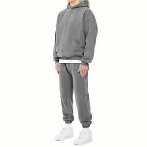 Conjunto Deportivo Unisex Verde Sólido con Capucha, Sudadera de Manga Larga y Pantalones, Corte Regular Informal, 100% Algodón Felpa, Ecológico, para Invierno - Product Image 5