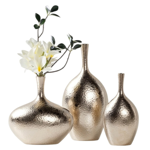 Florero Moderno de Metal Plateado Martillado, Elegante Centro de Mesa Decorativo de Aluminio para Sala de Estar, Oficina y Bodas - Product Image 6