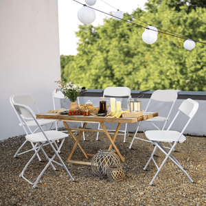 Classic White Garden Folding Chair 6pcs Injection Molding Plastic Classic Style - Product Image 2