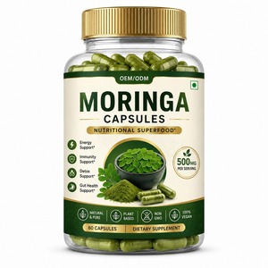 Capsules de feuilles de Moringa de qualité alimentaire, 60 unités, extrait de Moringa 100% naturel et pur, riche en antioxydants et minéraux - Product Image 2