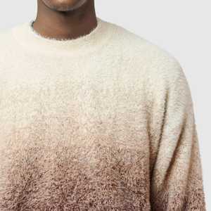 Pull en maille moelleuse à col montant pour l'hiver, vente en gros |   Coloris unis effet ombré |   T-shirt à manches longues pour homme en mohair brossé, séchage rapide, 500g - Product Image 6