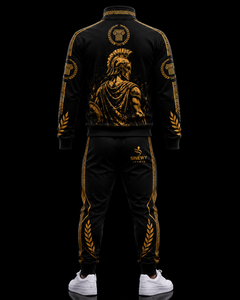 SINEWY SPORTS Chándal Deportivo Premium Vintage con Capucha y Estampado de Guerrero Espartano en Negro y Dorado para Hombre - Product Image 2
