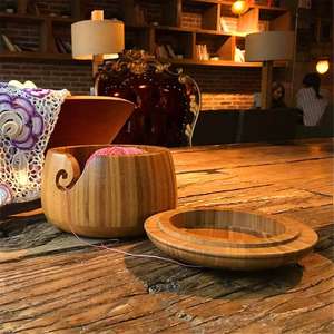 Cuenco de madera de la mejor calidad para hilo, soporte redondo hecho a mano con tapa para guardar hilo de tejer y ganchillo, a precios bajos. - Product Image 2