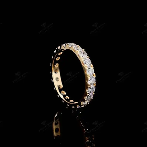 Anillo de Diamantes Cultivados en Laboratorio, Corte Brillante Redondo, Banda Completa de Eternidad, con Oro Amarillo de 14K, Joyería Nupcial Fina, Regalo Encantador para Ella - Product Image 6