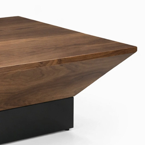 Mesa de Centro Moderna de Metal y Madera de Mango Sólido con Cuerpo Cuadrado Grueso y Cónico, Acabado Personalizado, para Sala de Estar u Oficina en Casa - Product Image 3