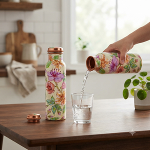 Handmade Copper Water <b>Bottle</b> with Floral Design, 650/750/950ml Reusable <b>Metal</b> <b>Bottle</b>, Custom Wholesale Gift, OEM Export Supplier - Product Image 6