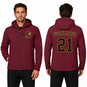 Chaqueta Deportiva Personalizada de Softshell con Bordado Frontal de Mascota, Nombre y Número en la Espalda, con Capucha, Ropa Deportiva para Equipos, Venta al Por Mayor, OEM, Clubes y Equipos - Product Image 1