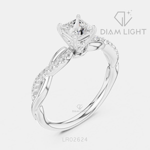 Bague de fiançailles en diamant de laboratoire de 0,50 carat, taille princesse, or blanc 14 carats, bague de mariage, bijoux fins, certifiée IGI - Product Image 2